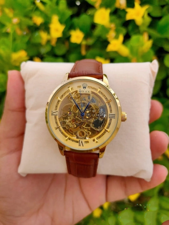Automatic Skeleton Strap Watch