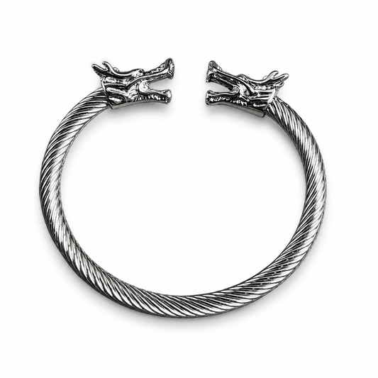 Oriental Dragon Silver Cuff