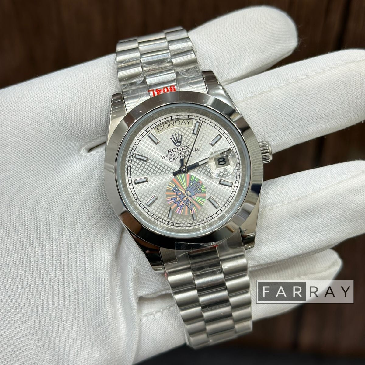 Automatic Day Date Watch Silver White