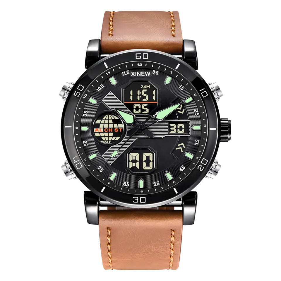 Fossil Leather Strap Digital Watch