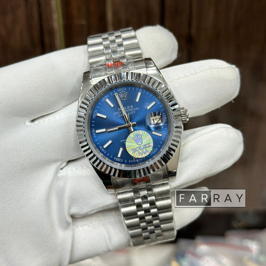 Automatic Date Just Watch Silver Blue