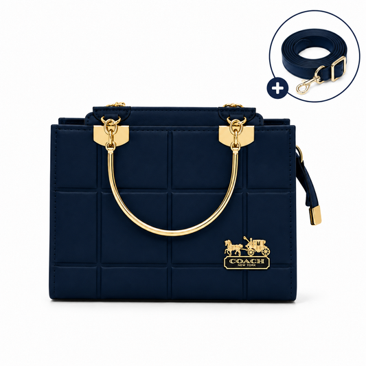 COACH - Grid Blue Top Handle Bag