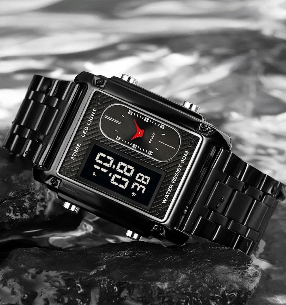 RETRO FURTURISTIC DUAL DISPLAY WATCH
