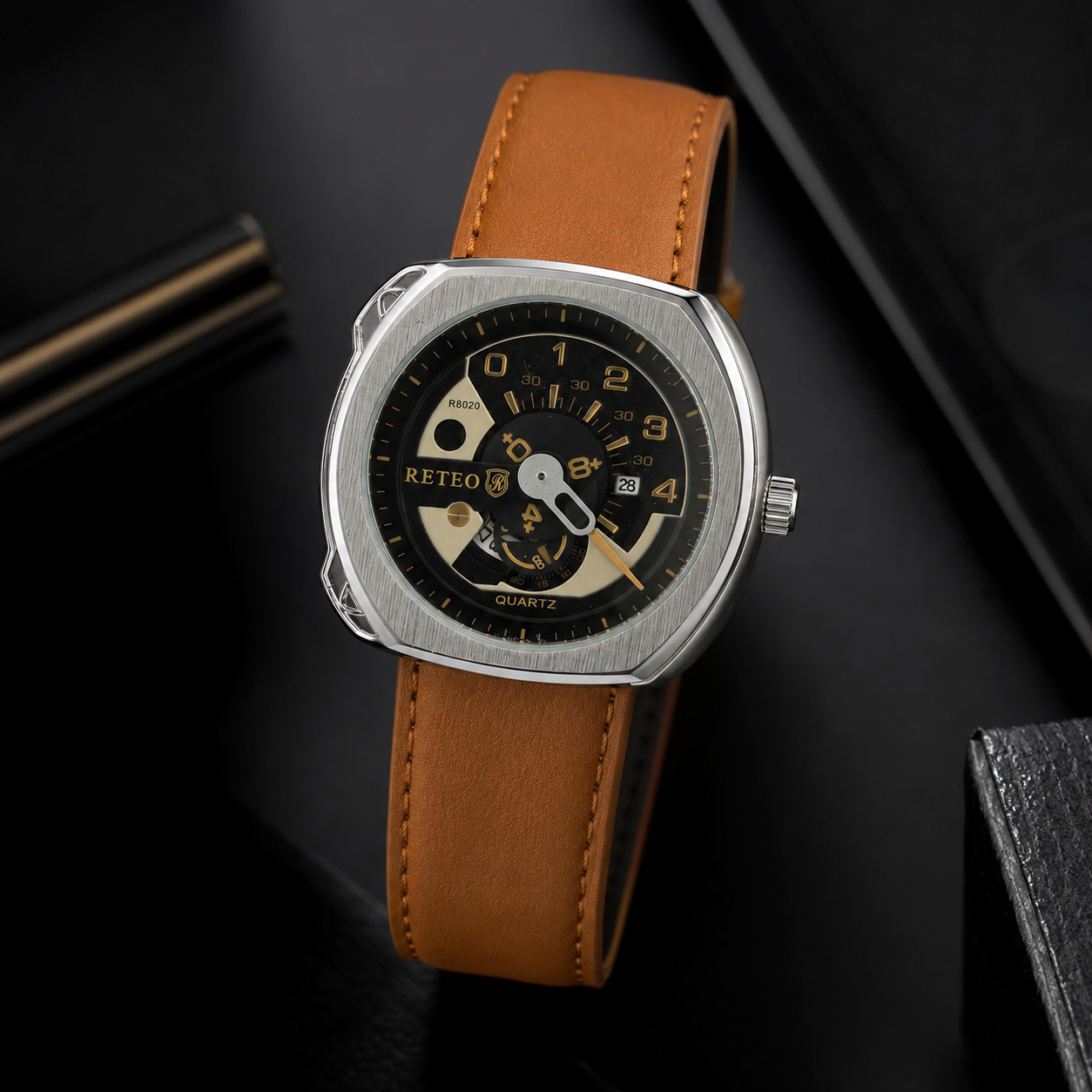 RETEO - METALLIC CASE STRAP WATCH