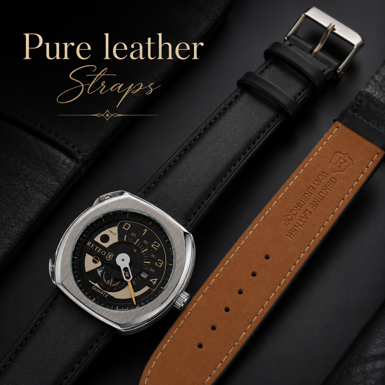RETEO - METALLIC CASE STRAP WATCH