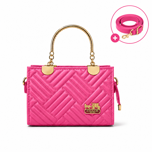 COACH - Herringbone Pink Top Handle Bag