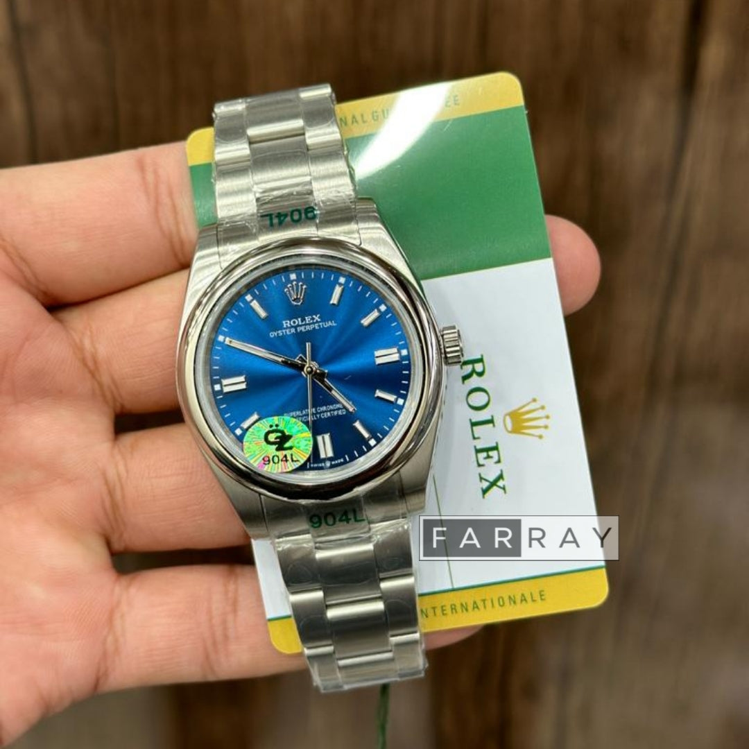 Automatic Oyster Perpetual Watch Silver Blue