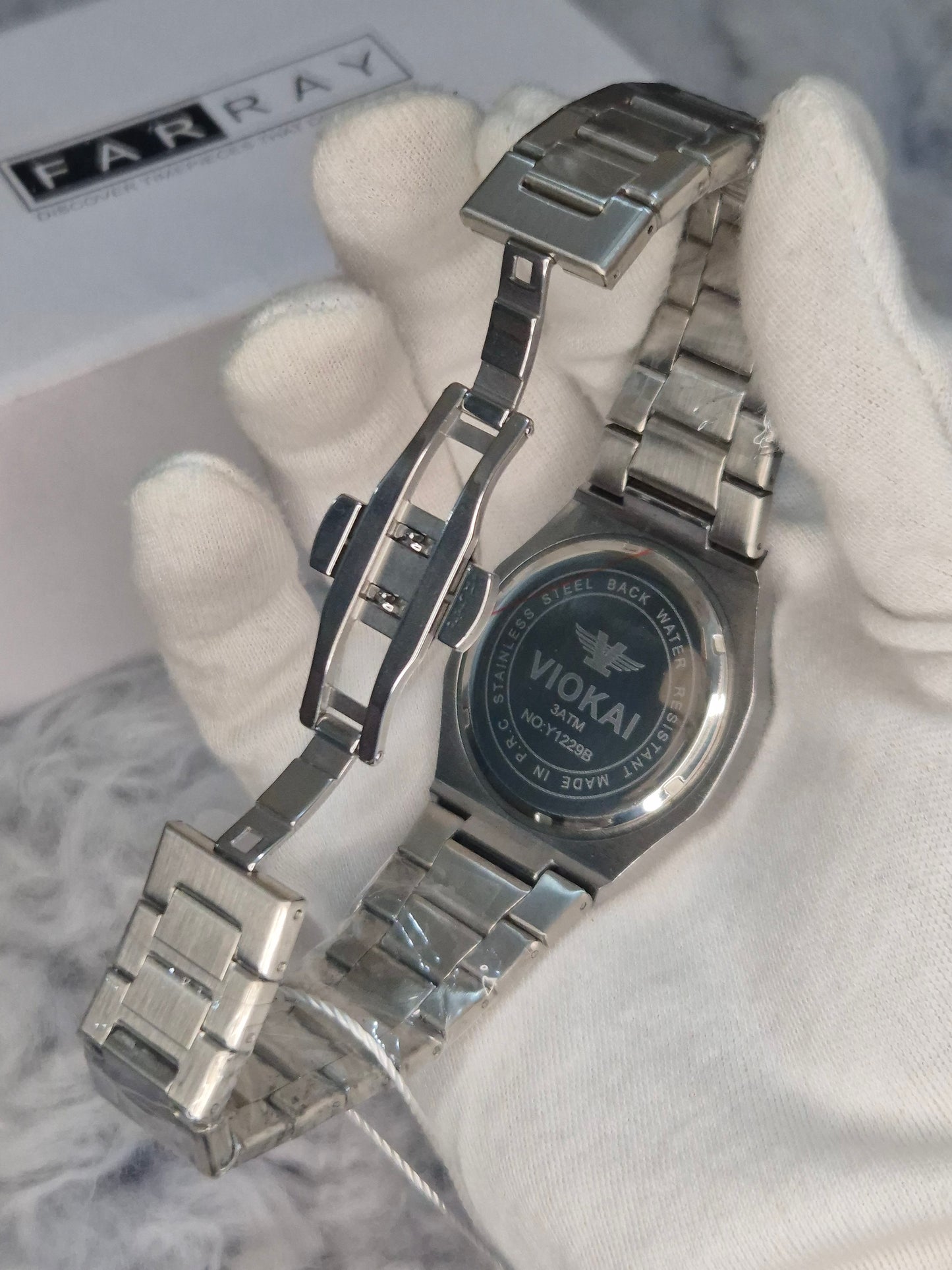 Arabic Marble Steel Chain Watch