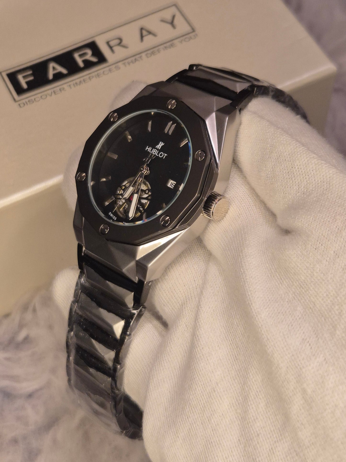 Hublot Diamond Cut Glass Back Watch