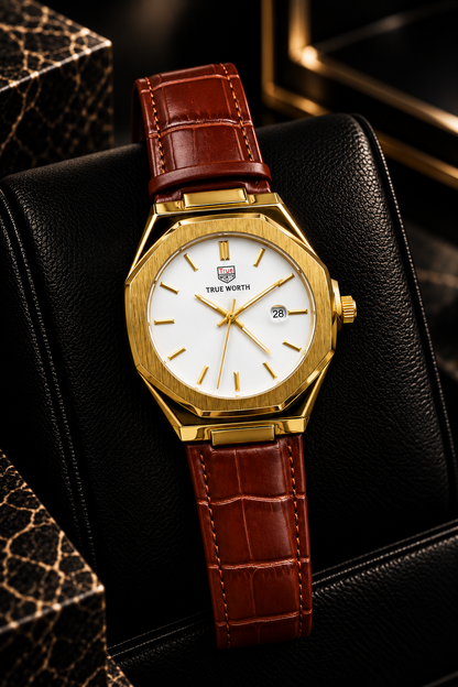 TRUE WORTH DATE STRAP WATCH