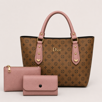 DIOR - 3-in-1 Brown Pink Tote Bag