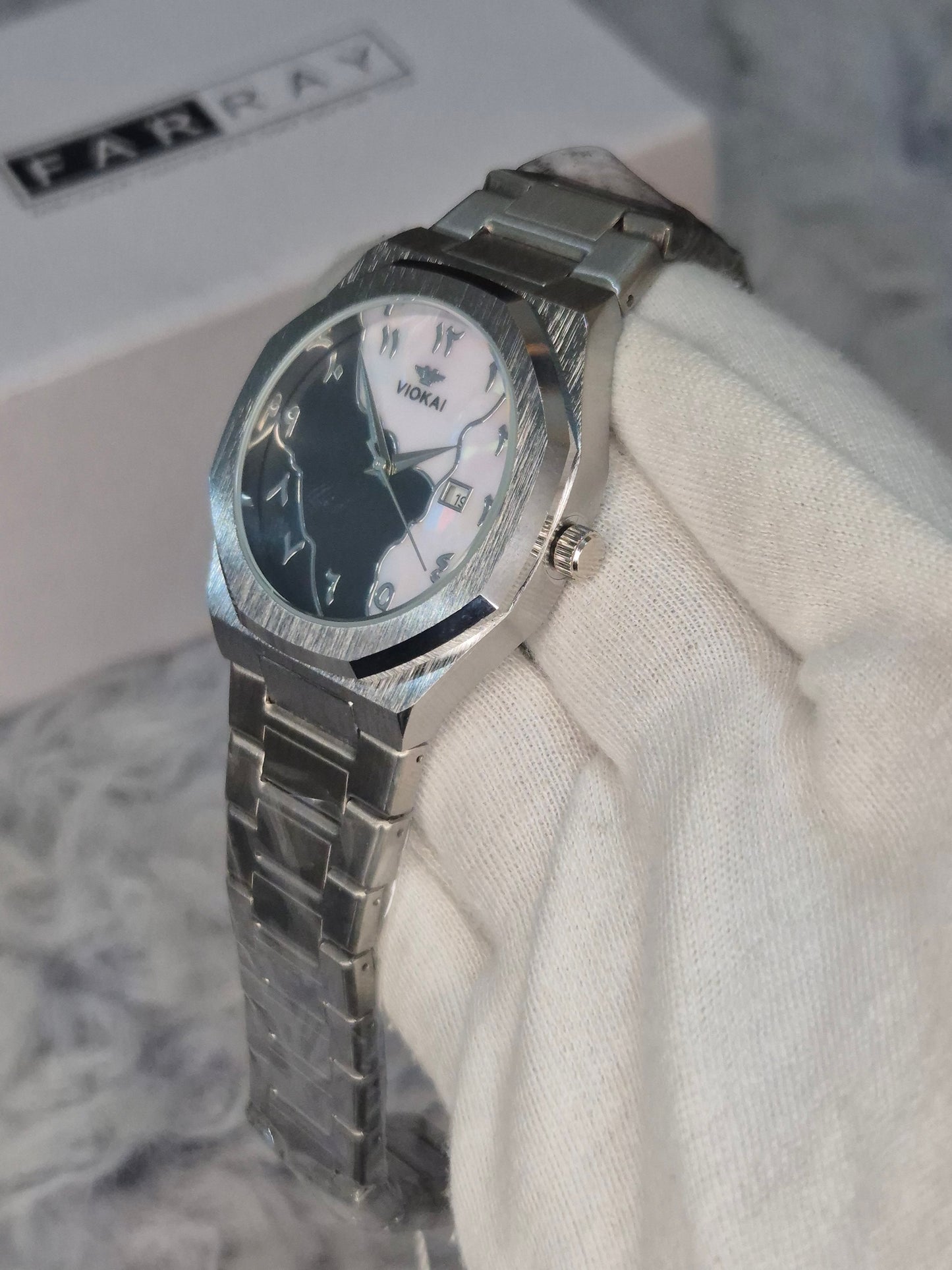 Arabic Marble Steel Chain Watch