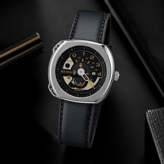 RETEO - METALLIC CASE STRAP WATCH
