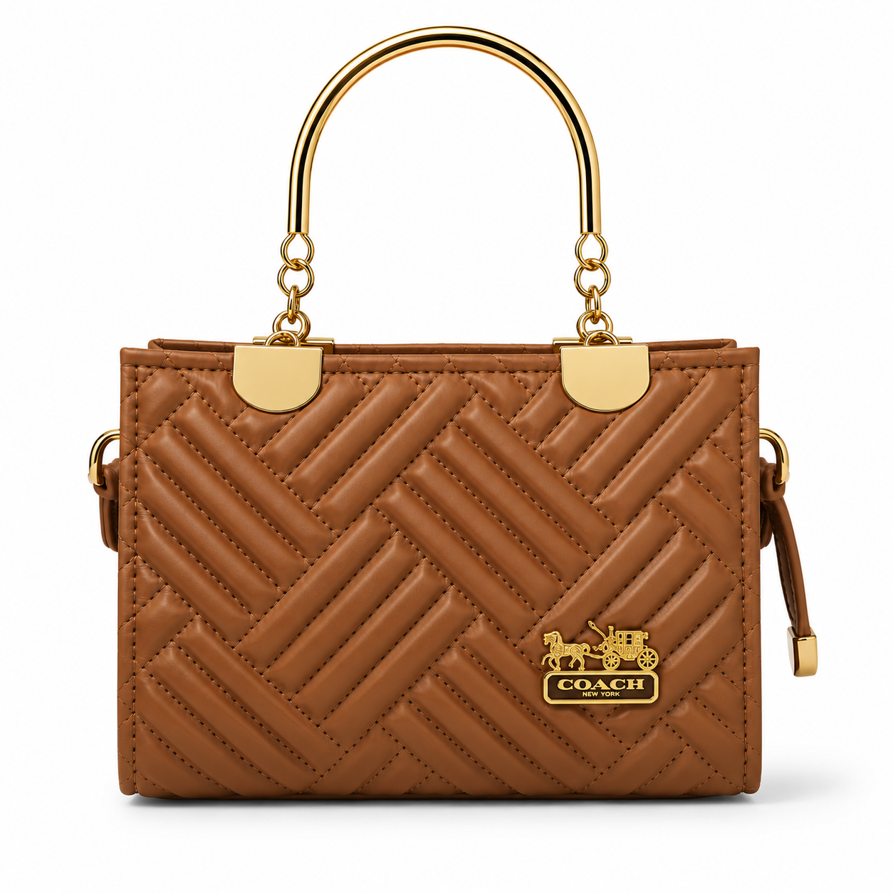 COACH - Herringbone Brown Top Handle Bag