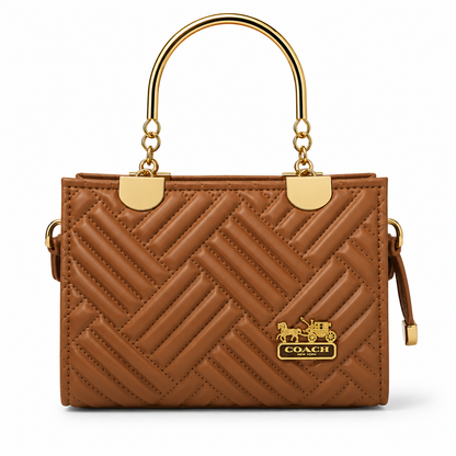 COACH - Herringbone Brown Top Handle Bag