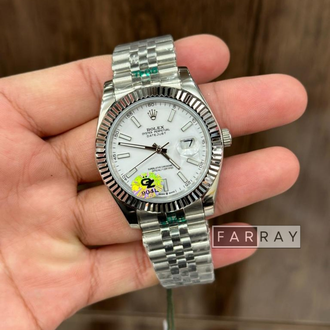 Automatic Date Just Watch Silver White