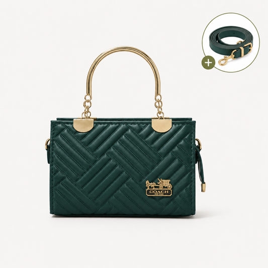 COACH - Herringbone Green Top Handle Bag