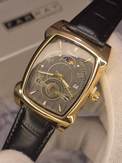 Vintage Tank Leather Strap Watch
