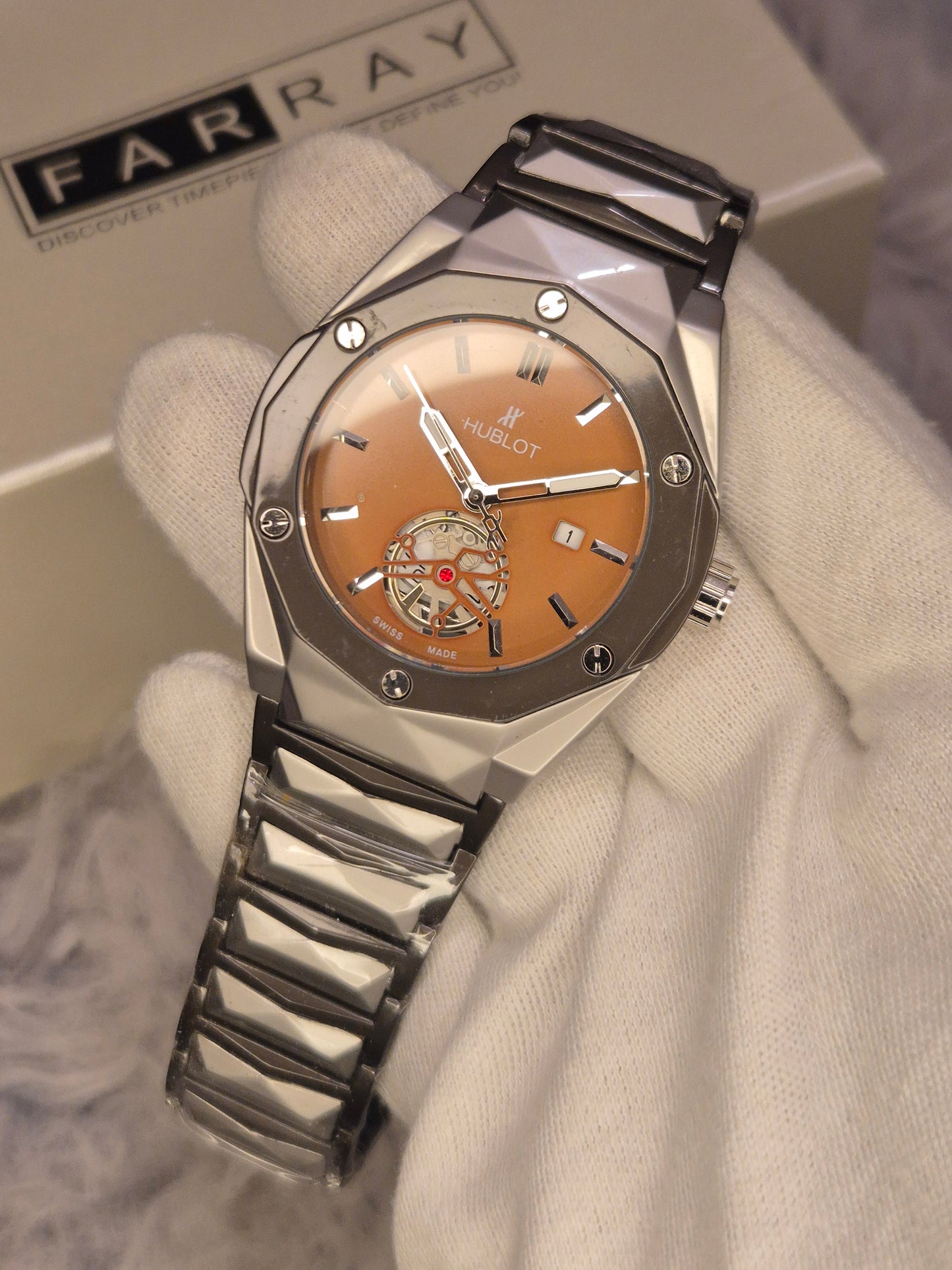 Hublot Diamond Cut Glass Back Watch