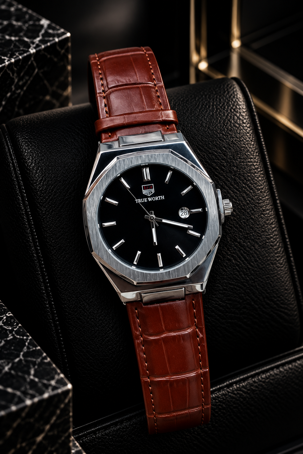 TRUE WORTH DATE STRAP WATCH