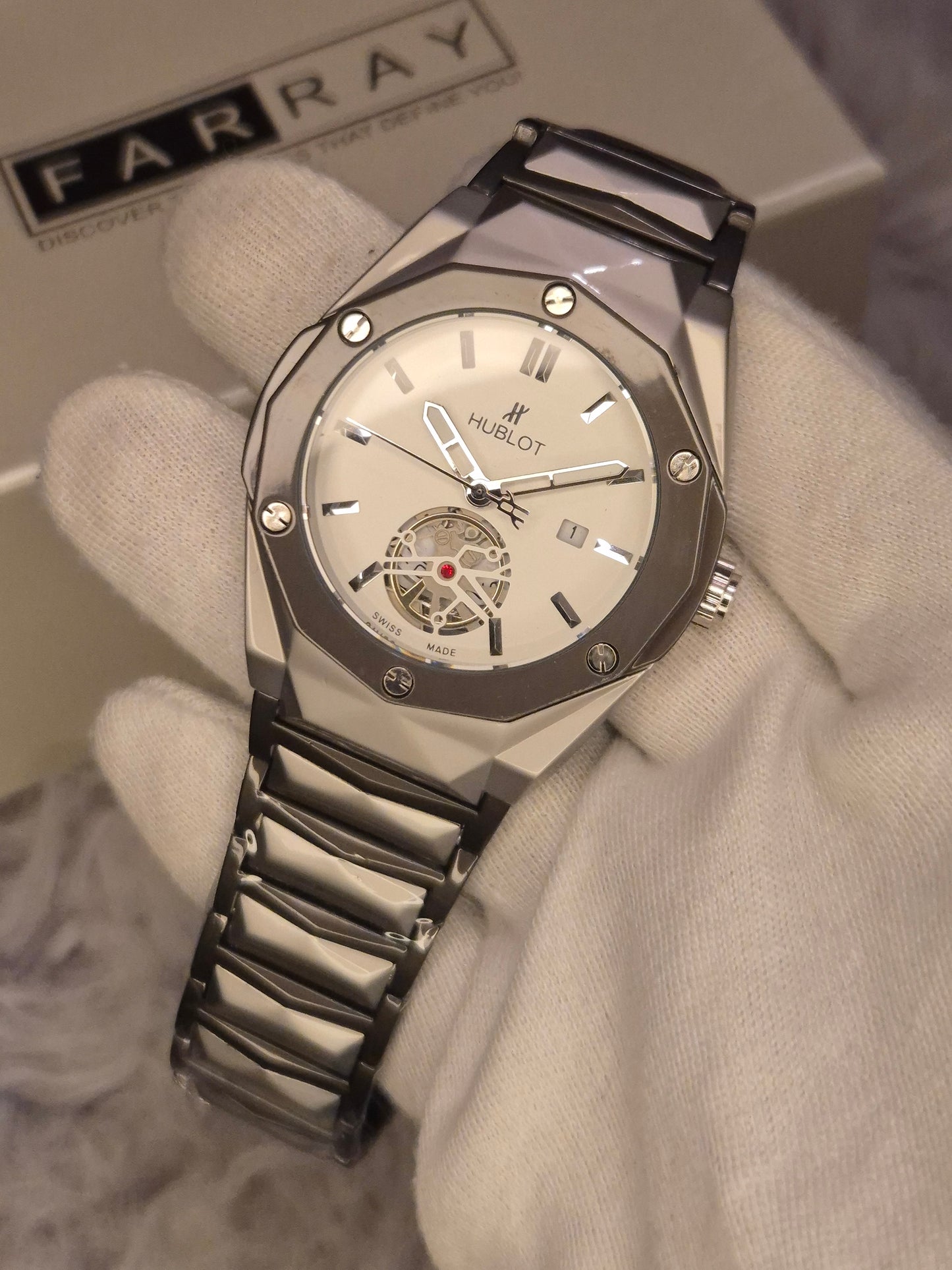 Hublot Diamond Cut Glass Back Watch