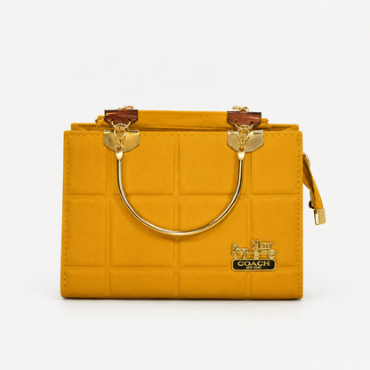 COACH - Grid Mustard Top Handle Bag