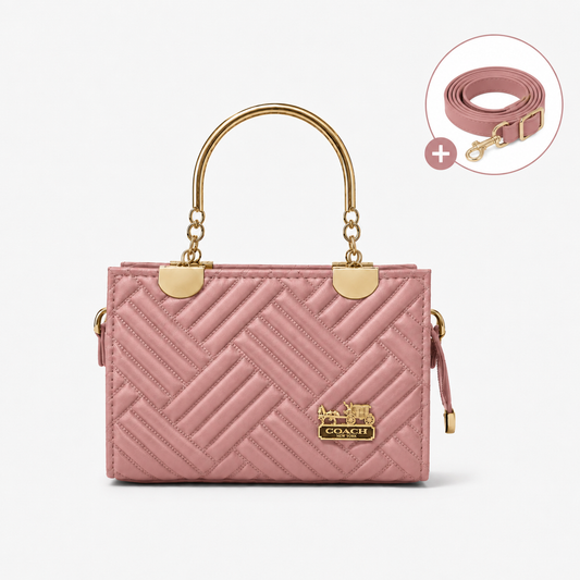 COACH - Herringbone Dusty Pink Top Handle Bag