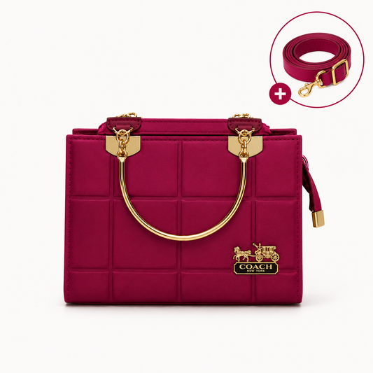 COACH - Grid Red Top Handle Bag
