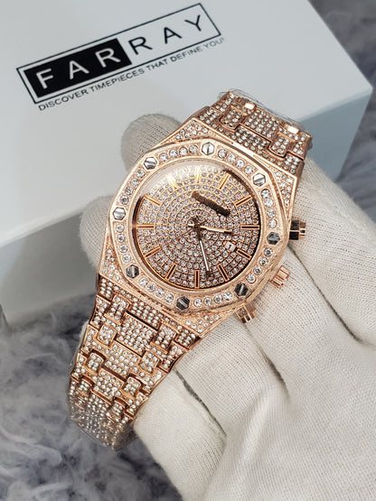 AP Iced Out Date Chain Watch