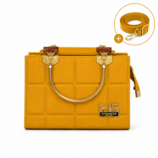 COACH - Grid Mustard Top Handle Bag