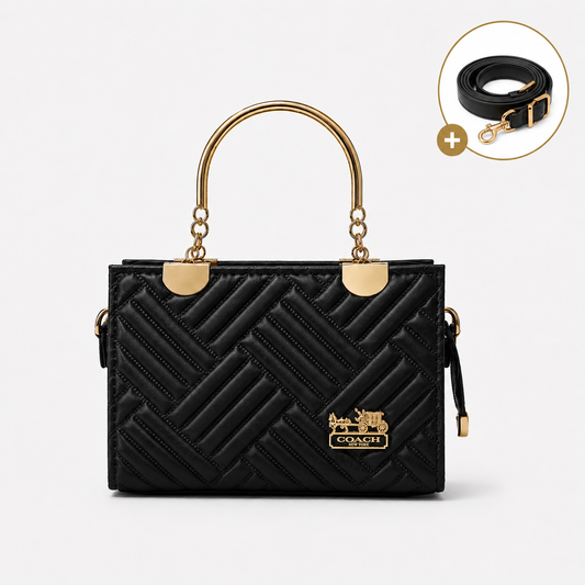 COACH - Herringbone Black Top Handle Bag