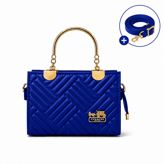 COACH - Herringbone Blue Top Handle Bag