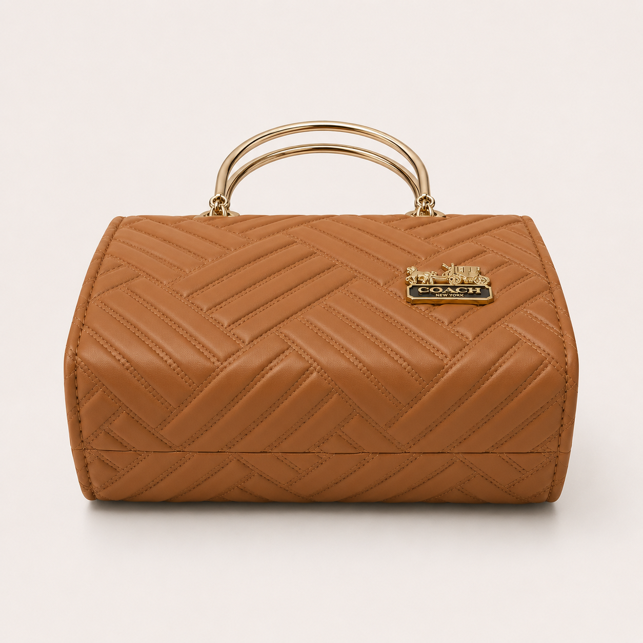 COACH - Herringbone Brown Top Handle Bag
