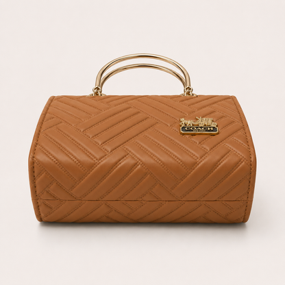 COACH - Herringbone Brown Top Handle Bag