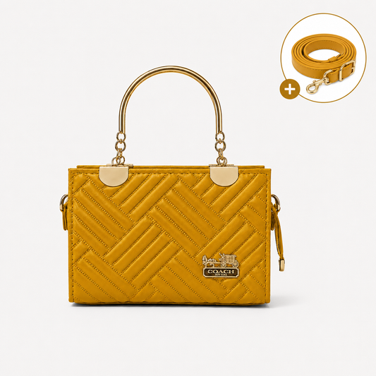 COACH - Herringbone Mustard Top Handle Bag