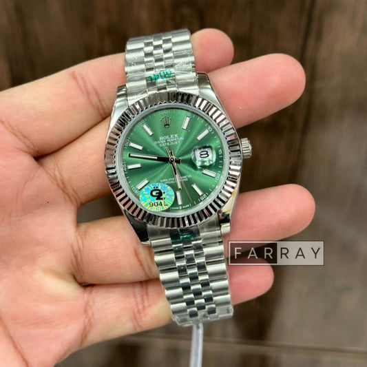 Automatic Date Just Watch Silver Green